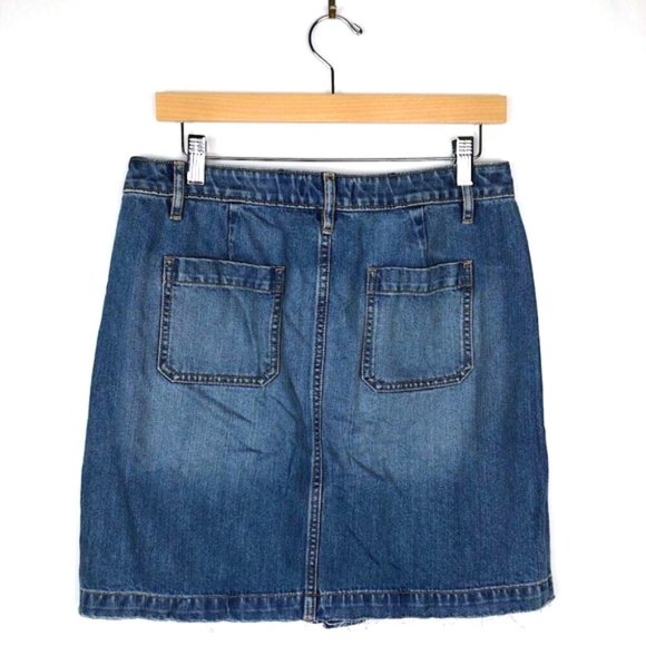 LOFT Ann Taylor Button Front Mini Denim Skirt - Picture 3 of 5